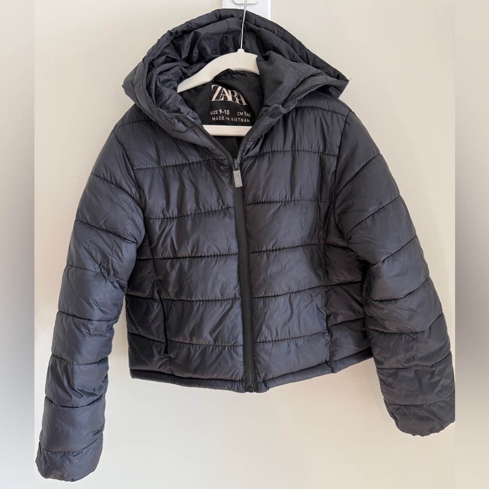 Zara Black zip up hooded jacket